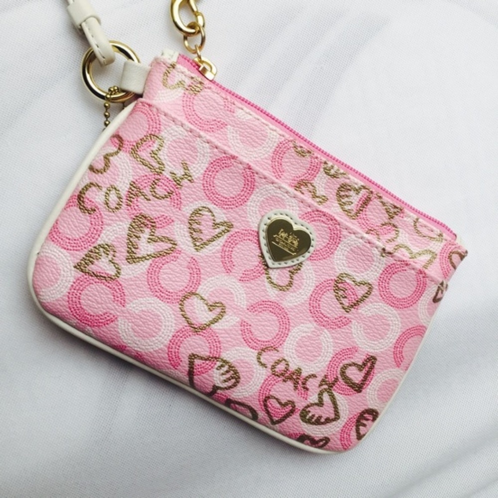 Coach Waverly Hearts Pink Wristlet